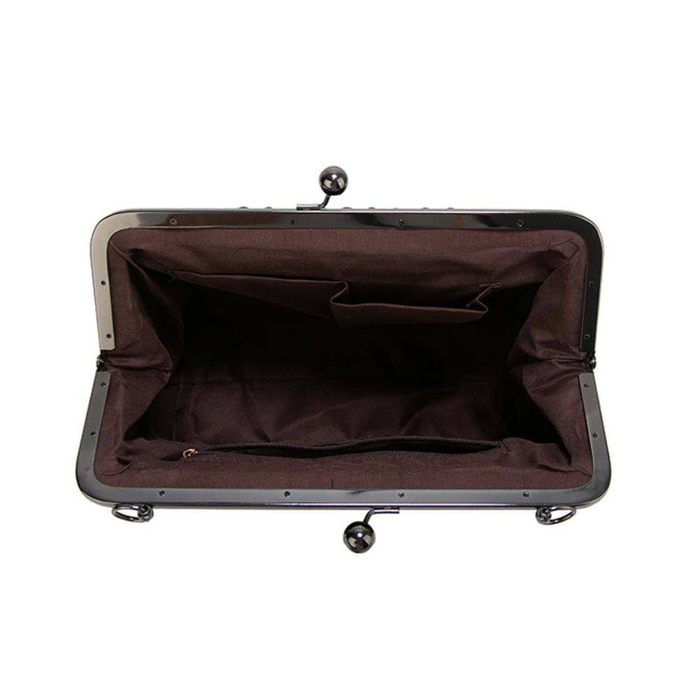 Women's Jacqueline Faux Leather Vintage Clasp Handbag with Shoulder Strap
