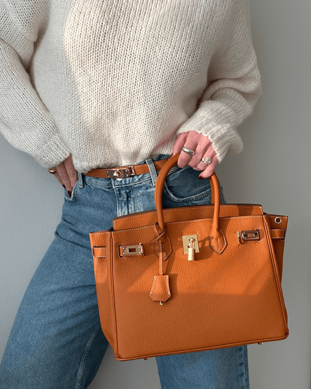 Women's Large Leather Top-Handle Handbag