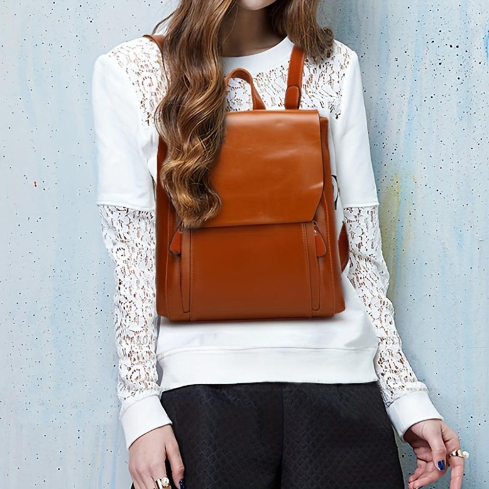 Women's Clara Quilted Vintage Leather Backpack with Gold Hardware