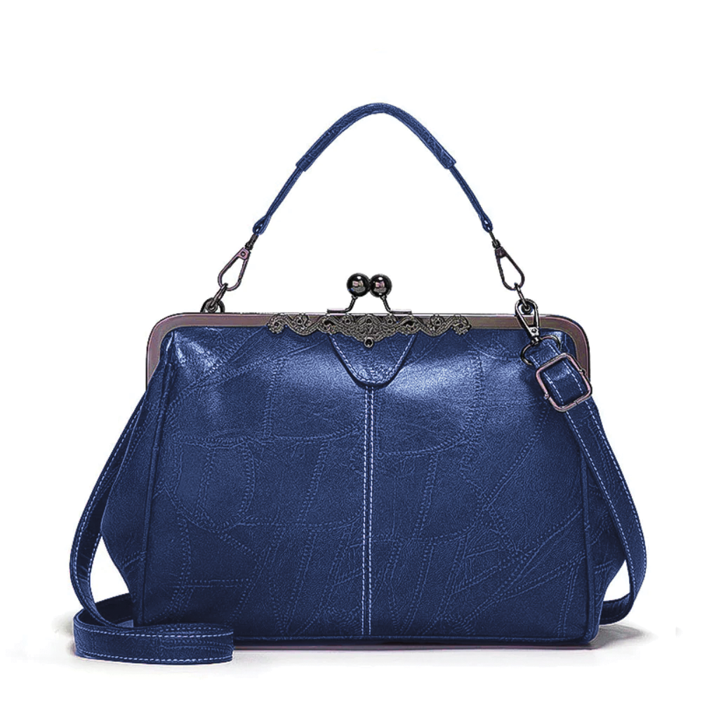Women's Jacqueline Faux Leather Vintage Clasp Handbag with Shoulder Strap