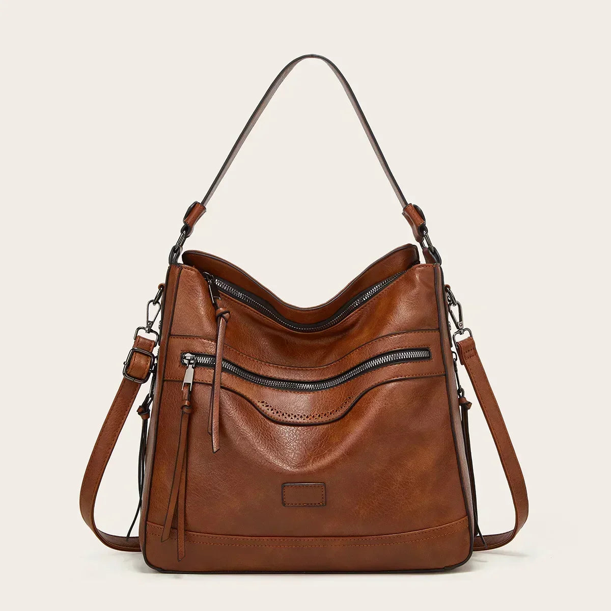 Women's Maureen Vegan Leather Slouchy Hobo Bag with Multiple Compartments