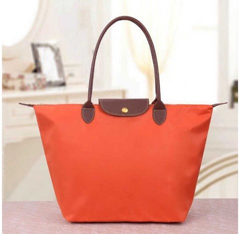 Women's Tote Shoulder Bag with Leather Handles and Button Closure