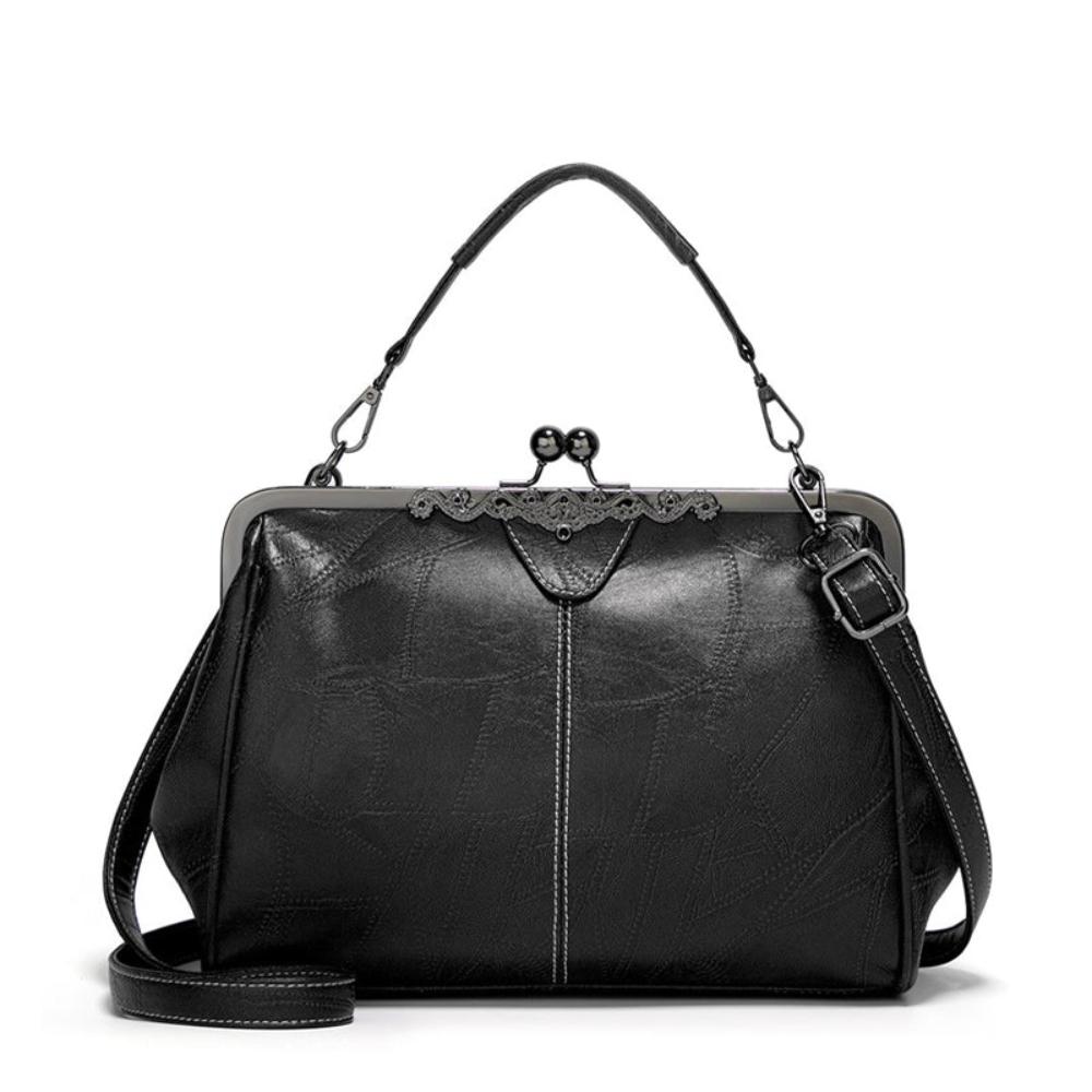 Women's Jacqueline Faux Leather Vintage Clasp Handbag with Shoulder Strap