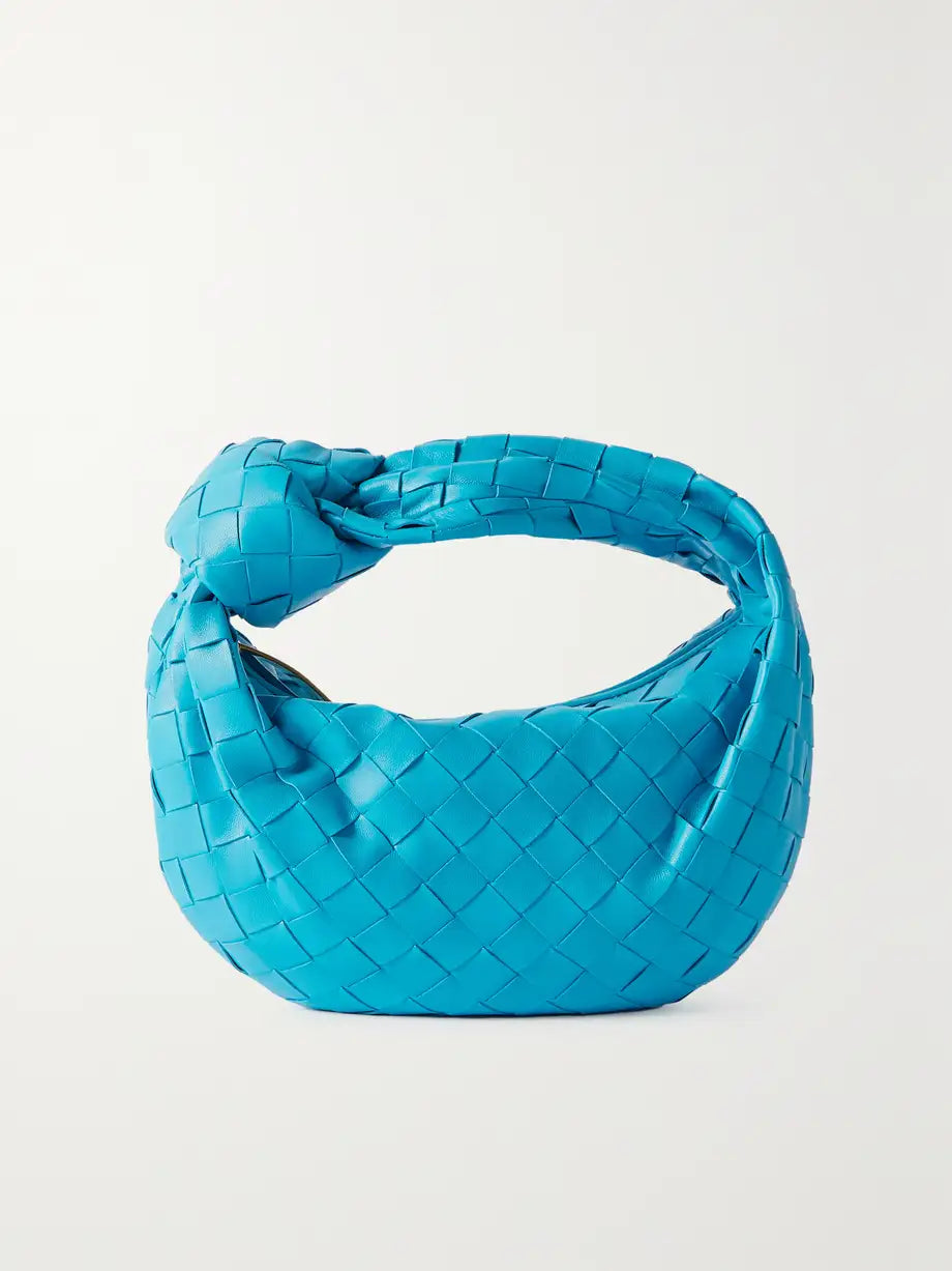 Women's Woven Knot-Handle Mini Hobo Bag