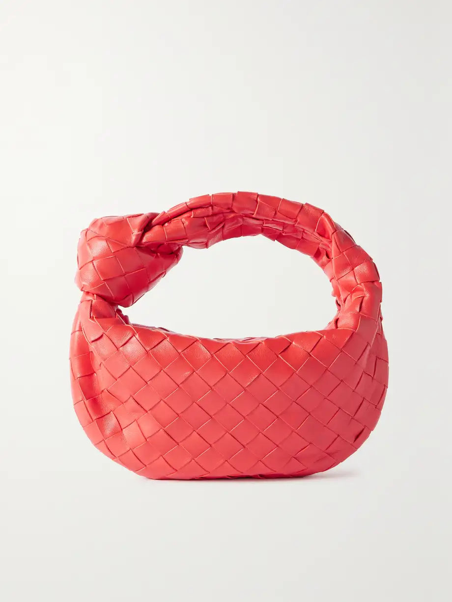 Women's Woven Knot-Handle Mini Hobo Bag