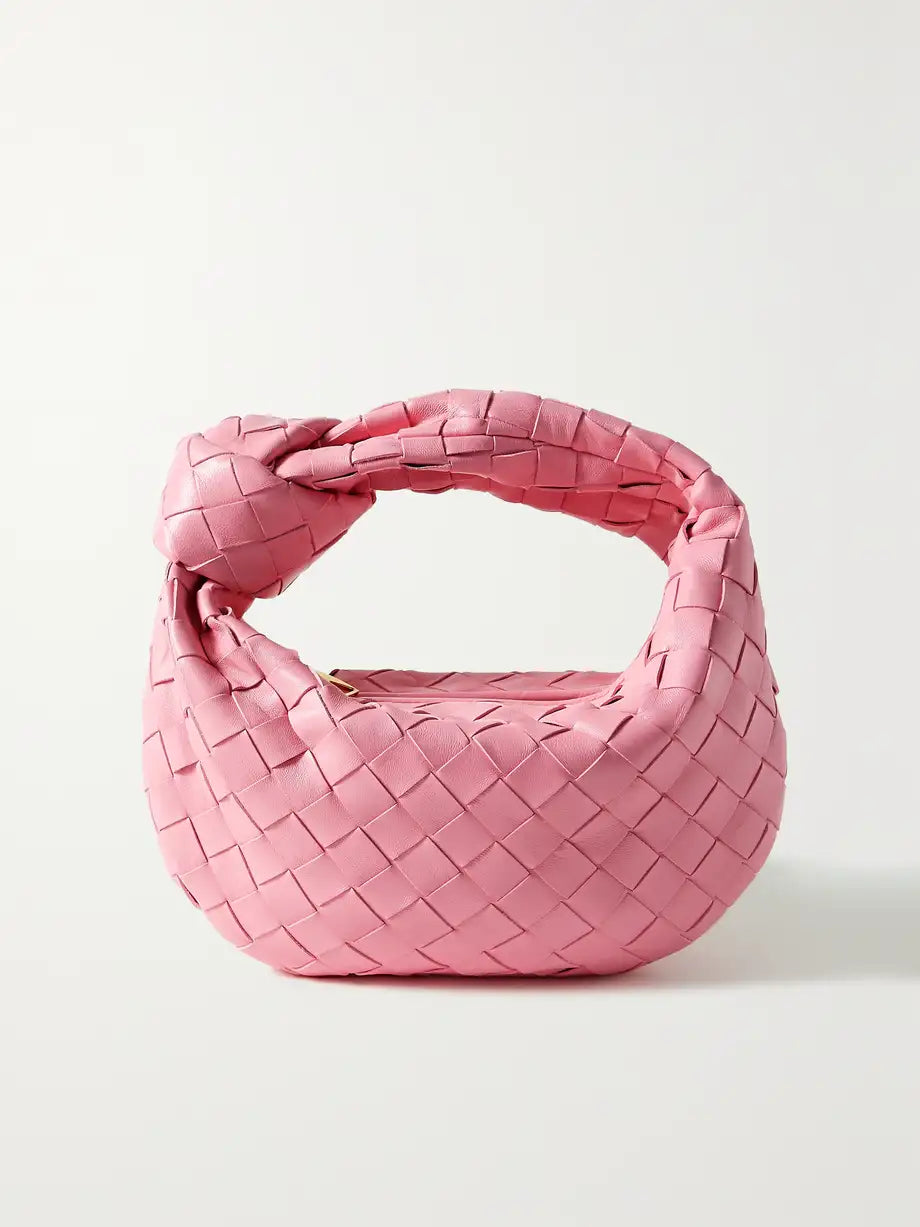 Women's Woven Knot-Handle Mini Hobo Bag