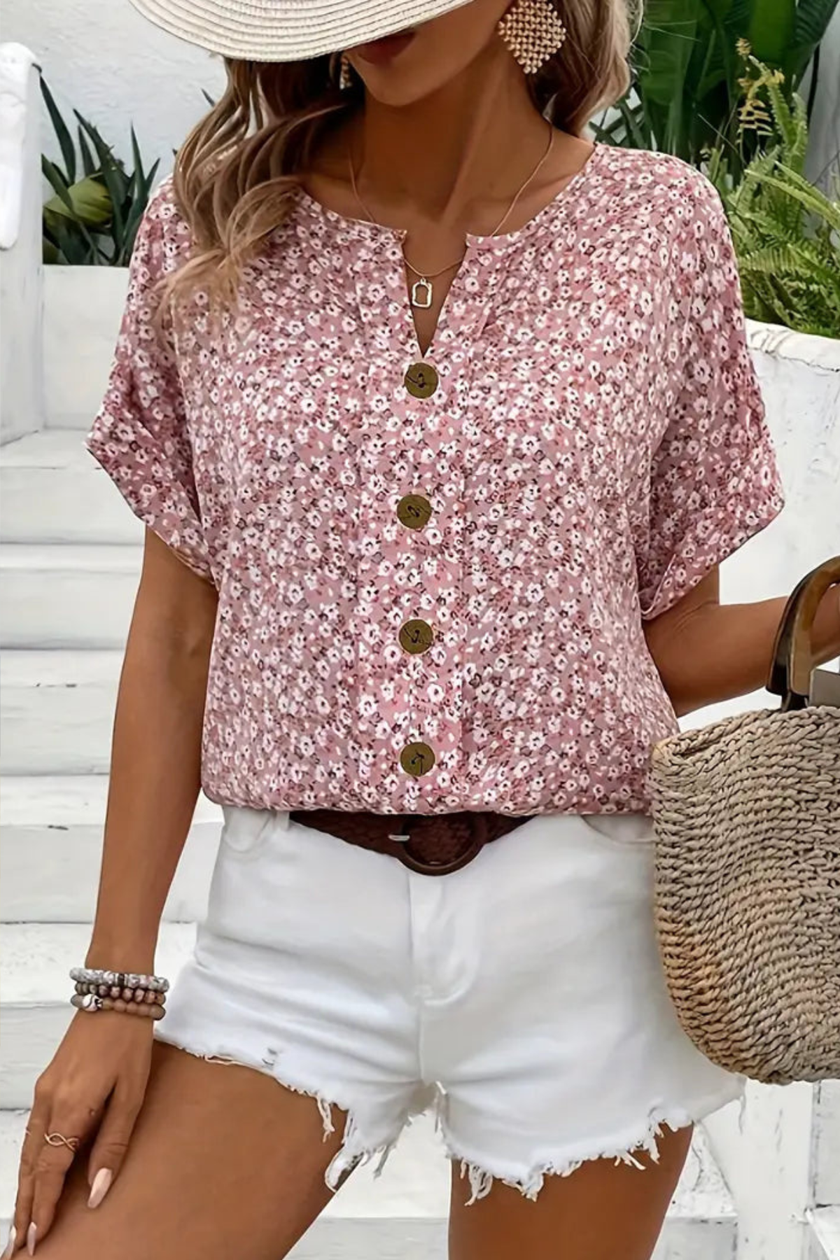Women's Floral Button Up Blouse