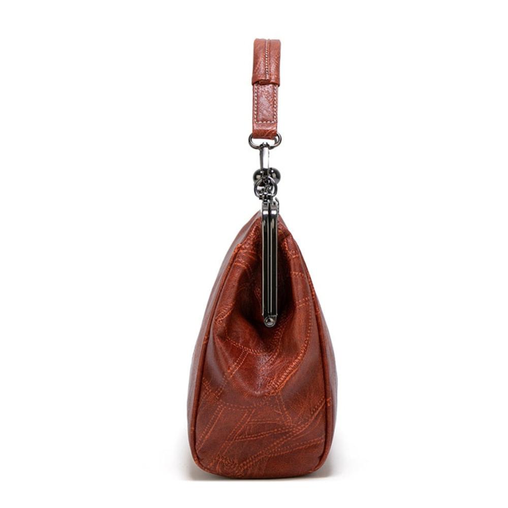 Women's Jacqueline Faux Leather Vintage Clasp Handbag with Shoulder Strap