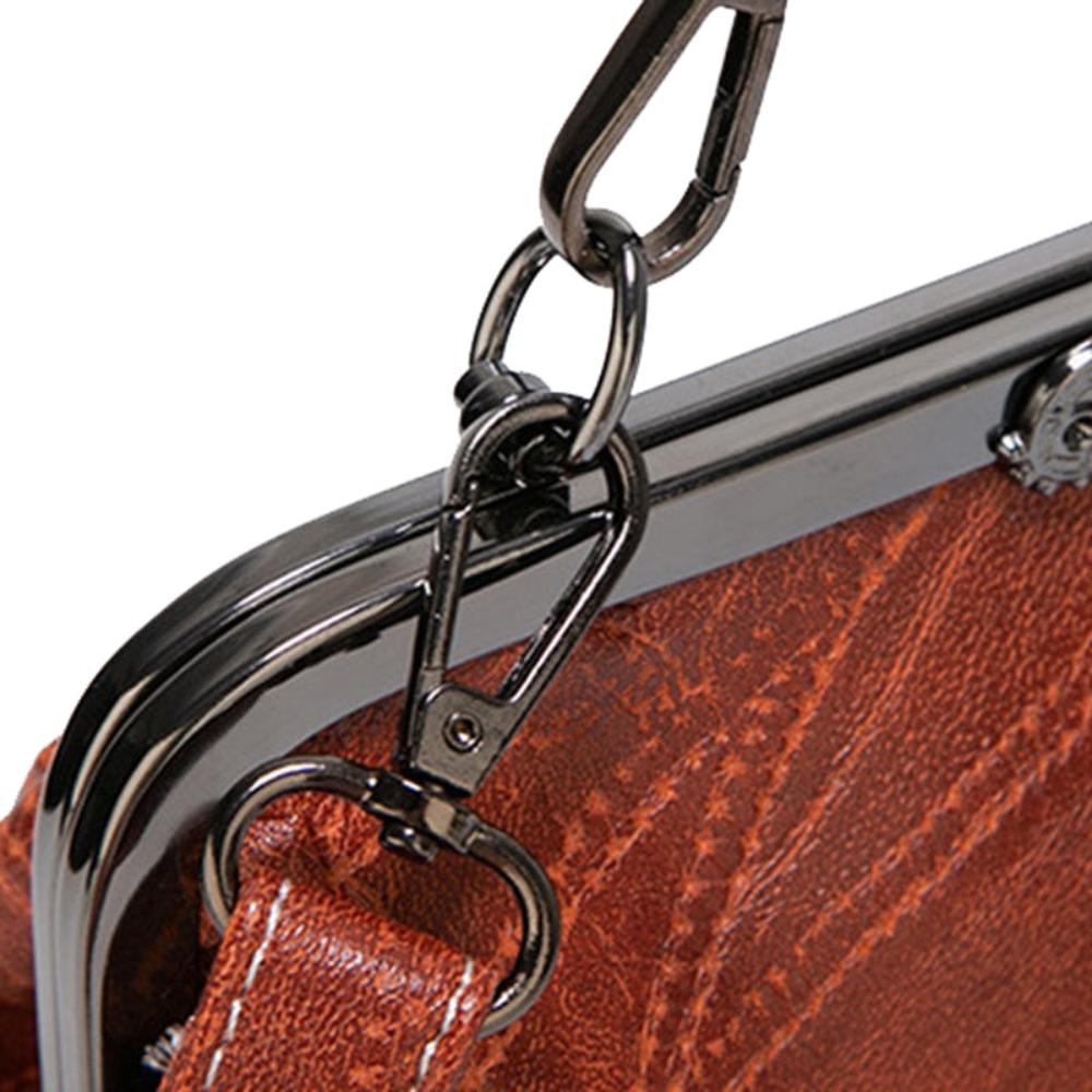 Women's Jacqueline Faux Leather Vintage Clasp Handbag with Shoulder Strap