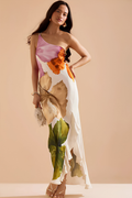 Women's Asymmetrical Floral One Shoulder Maxi Dress