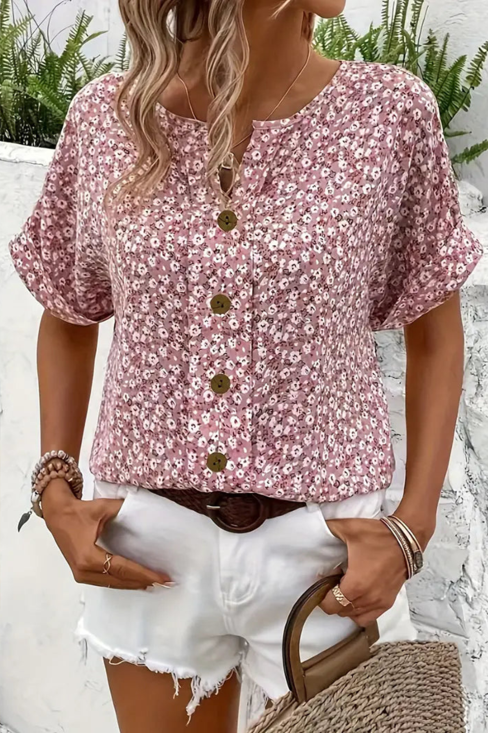 Women's Floral Button Up Blouse