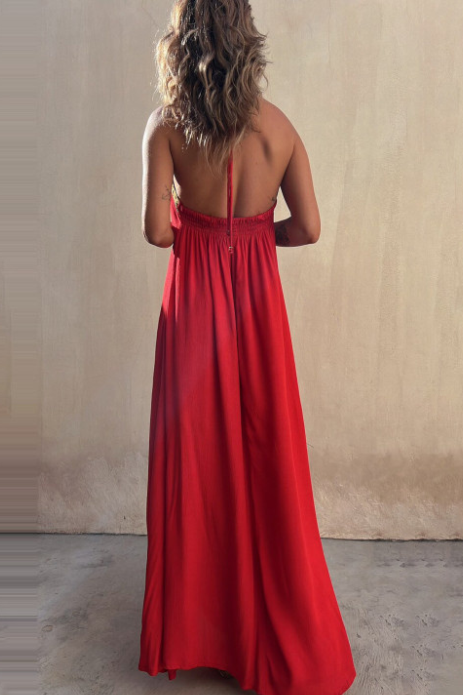 Women's Coral Gold Evening Gown