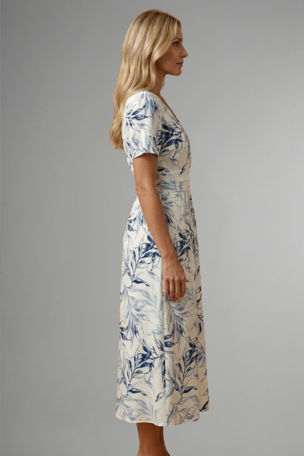 Women's Chic Botanical Wrap Midi Dress