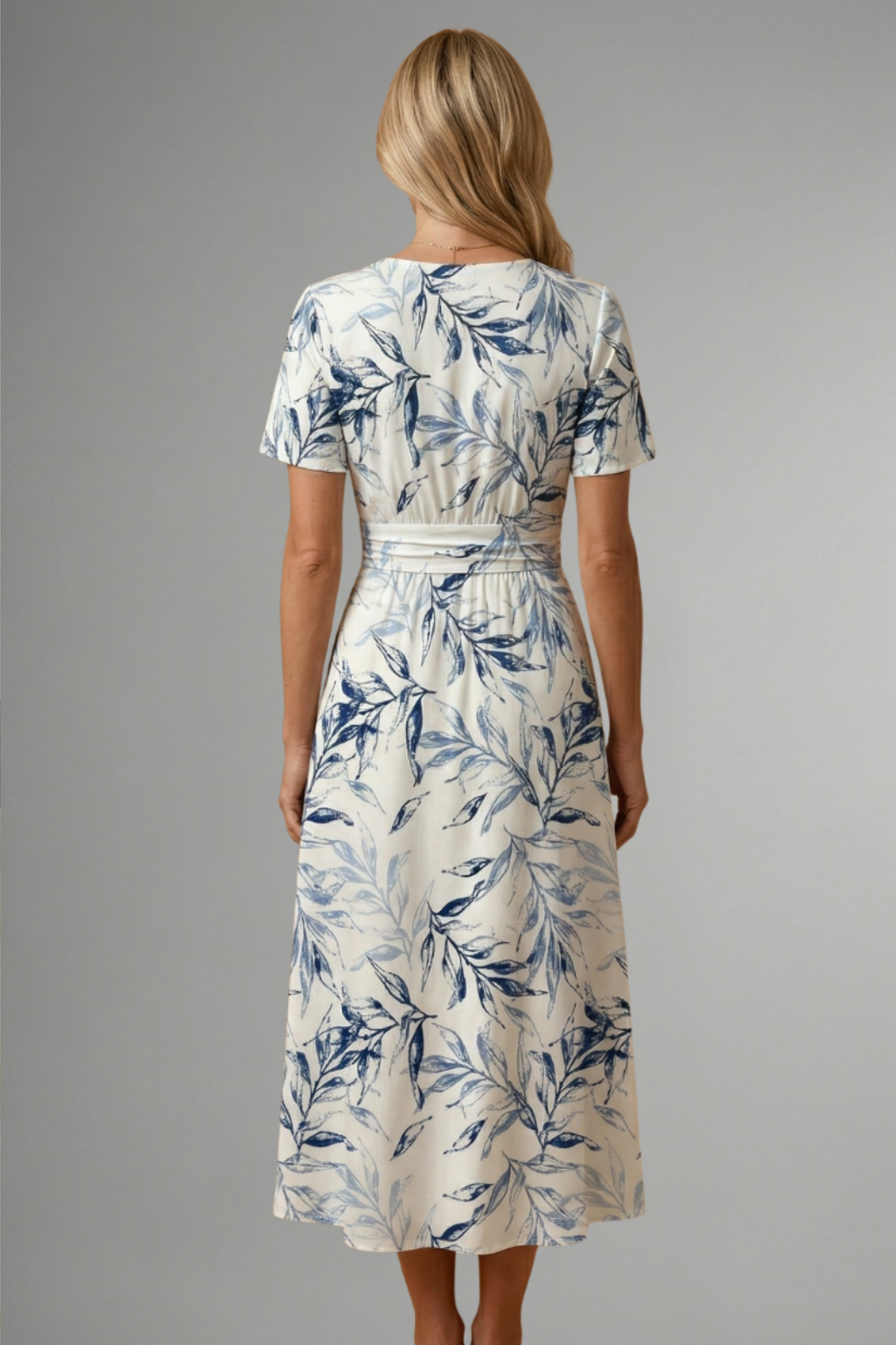 Women's Chic Botanical Wrap Midi Dress