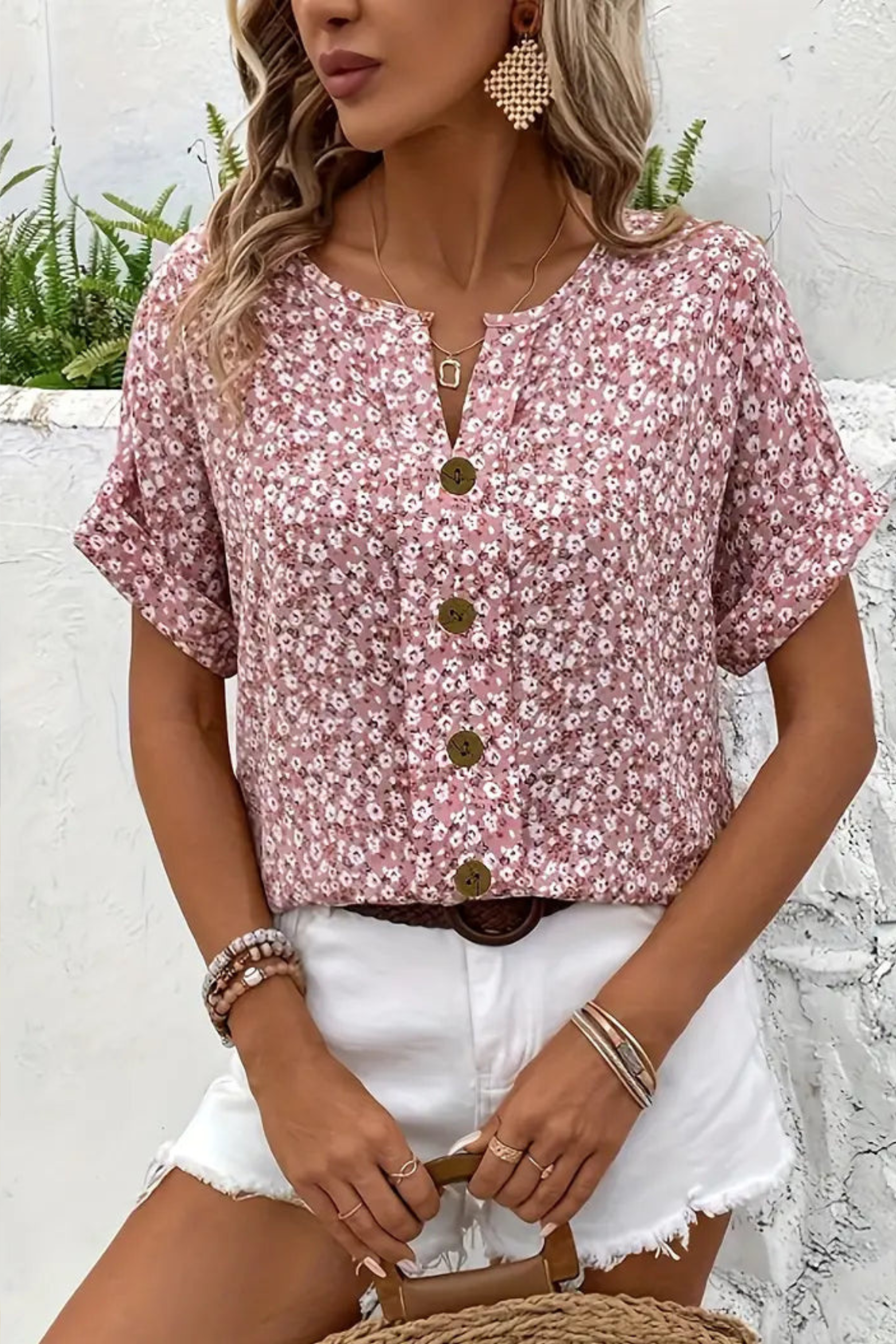 Women's Floral Button Up Blouse