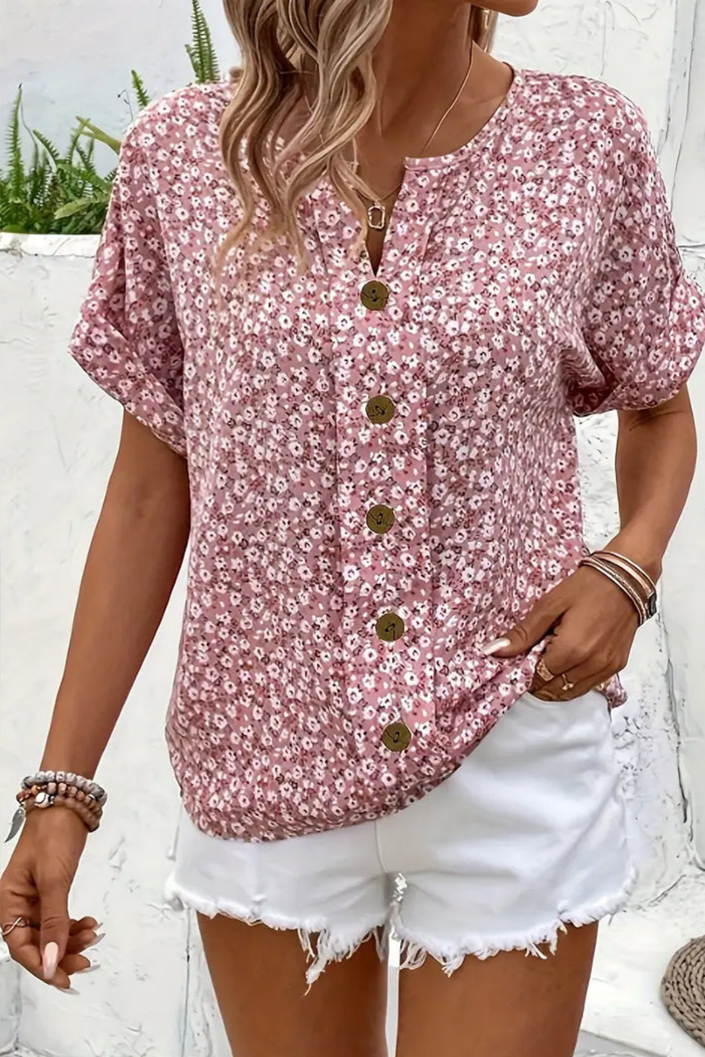 Women's Floral Button Up Blouse