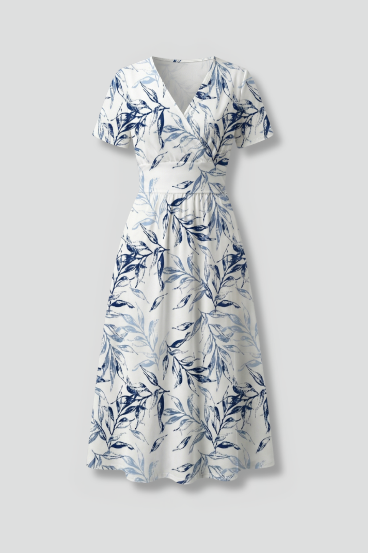 Women's Chic Botanical Wrap Midi Dress