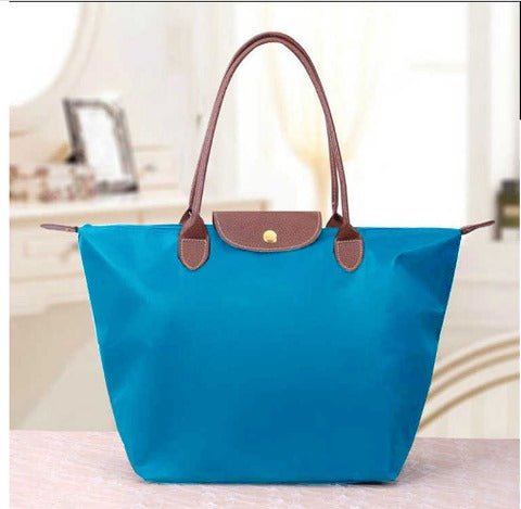 Women's Tote Shoulder Bag with Leather Handles and Button Closure
