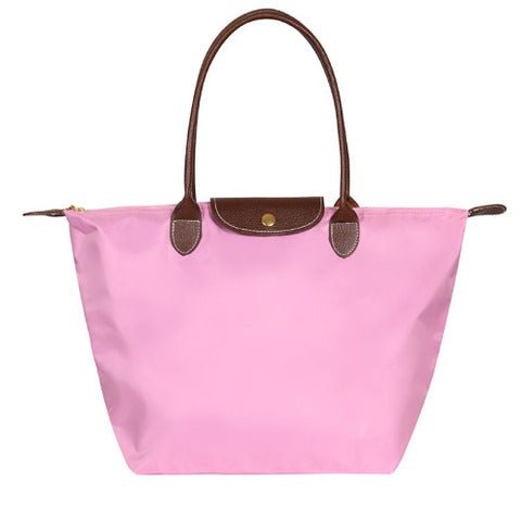 Women's Tote Shoulder Bag with Leather Handles and Button Closure