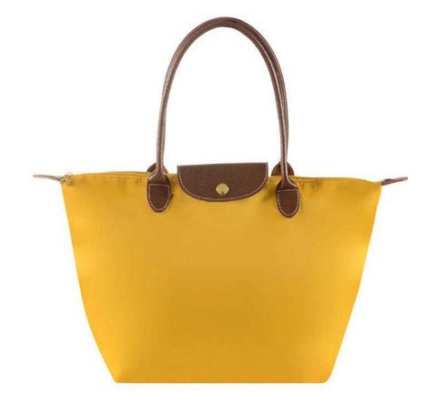 Women's Tote Shoulder Bag with Leather Handles and Button Closure